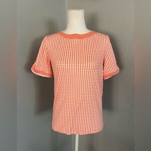 Chico's Gingham Print Short Sleeve Shirt Womens Casual Stretch
Size 1